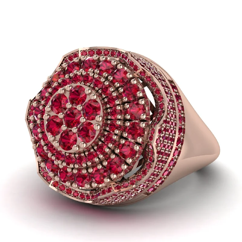 women's delicate rings-Ruby Regal Radiance Signet Men's Fashion Ring - Frankie No. 56