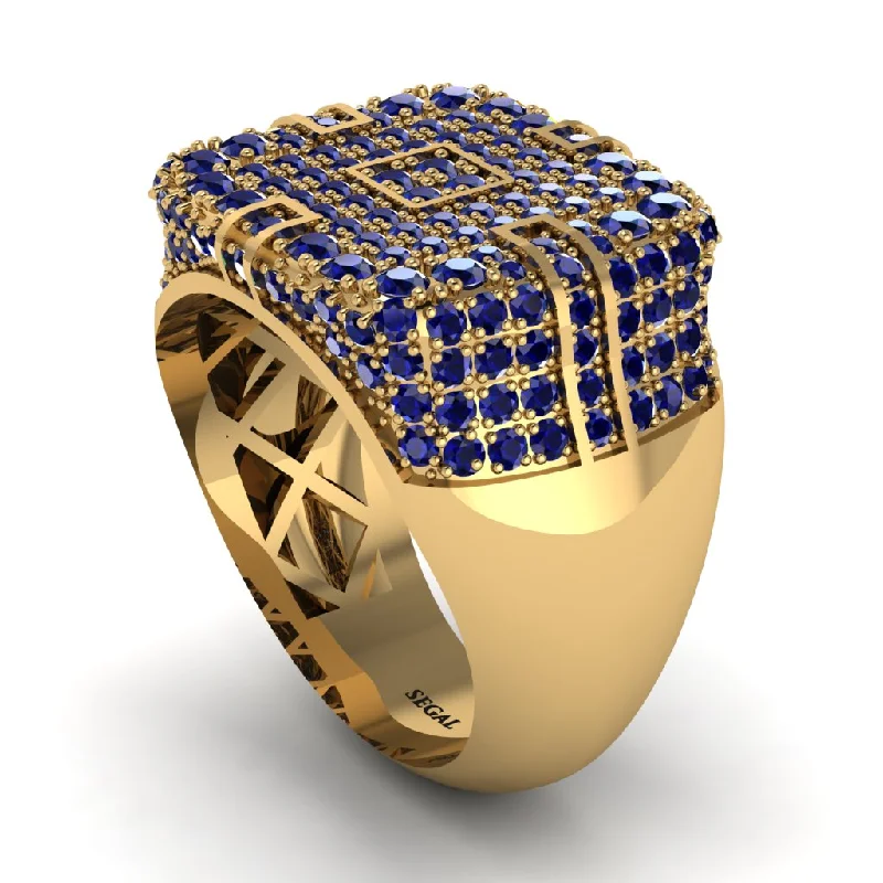 women's gold wedding bands-Sapphire Men's Geometric Grid Ring - Pat No. 13