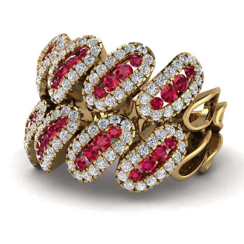 women's promise rings-Ruby Stylish Bloom Fashion Ring - Drew No. 10