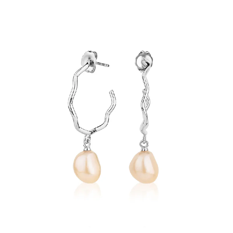 women's antique earrings-Cultured freshwater pearl drop earrings in sterling silver