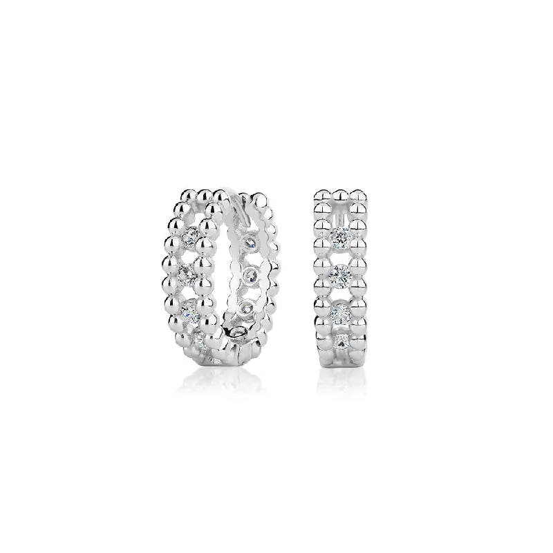 women's sparkling earrings-Round Brilliant hoop earrings with 0.48 carats* of diamond simulants in sterling silver