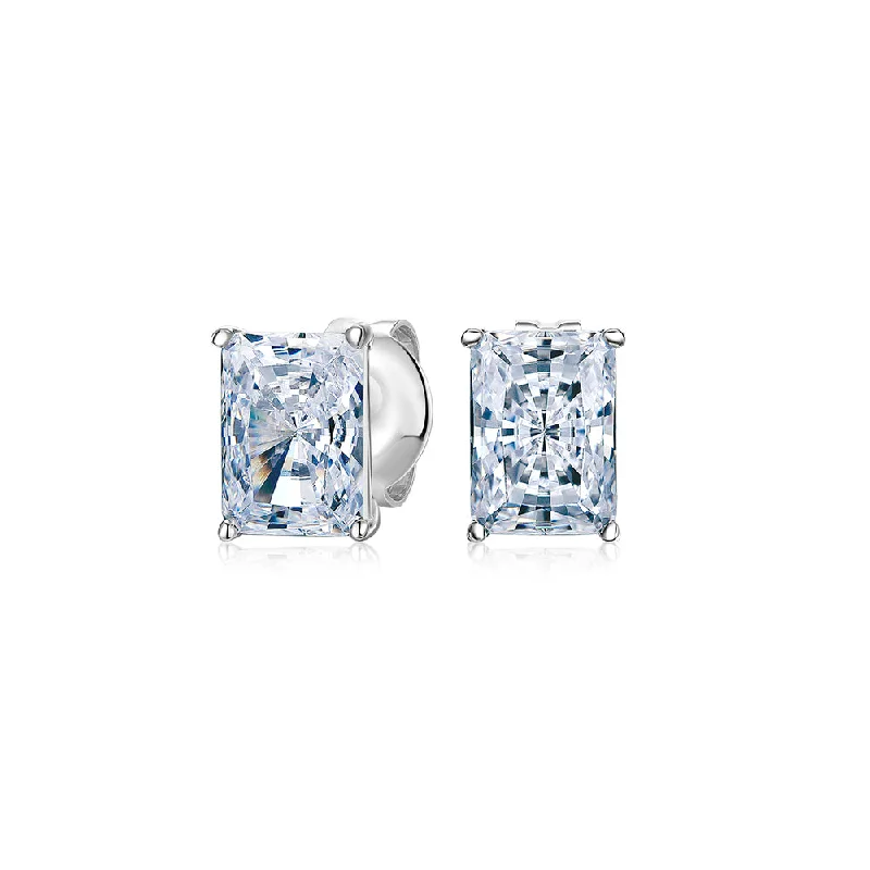 women's engraved hoop earrings-Radiant stud earrings with 2 carats* of diamond simulants in 10 carat white gold