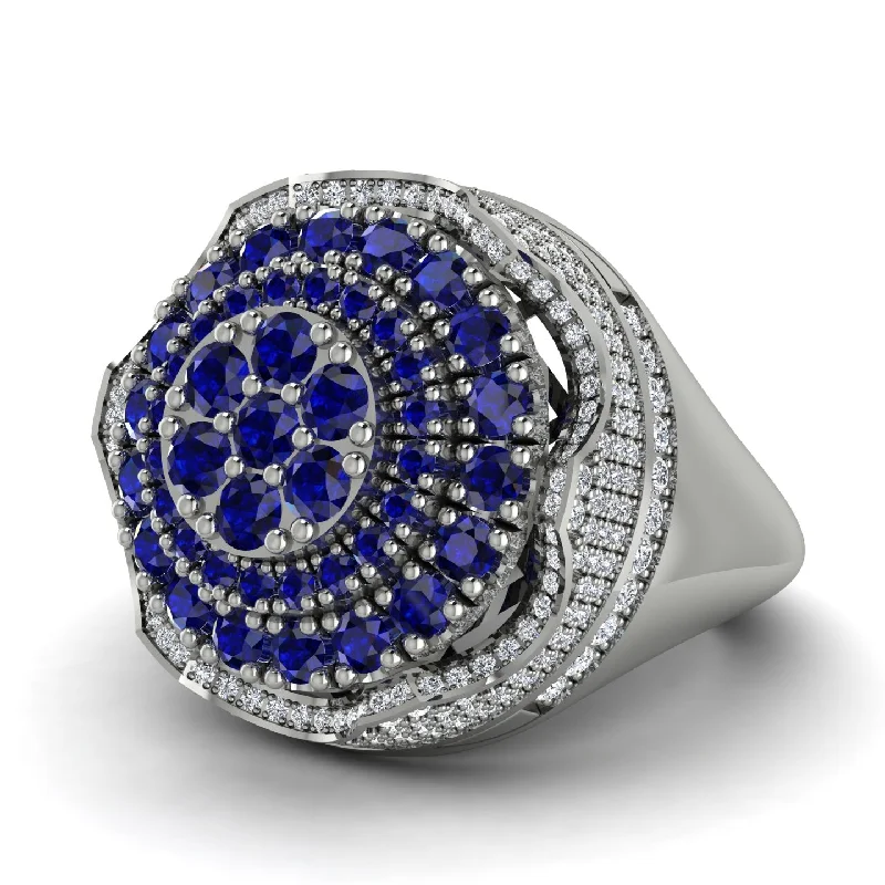 women's personalized rings-Sapphire Regal Radiance Signet Men's Fashion Ring - Frankie No. 15