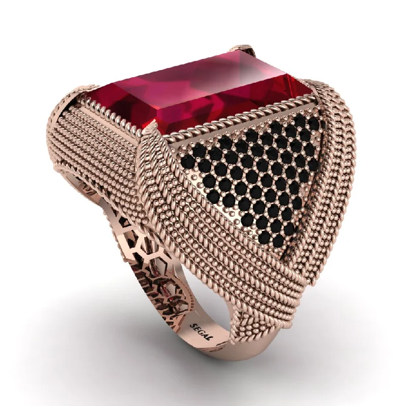 women's luxury diamond rings-Baguette Ruby Majestic Men's Fashion Ring - Flynn No. 41