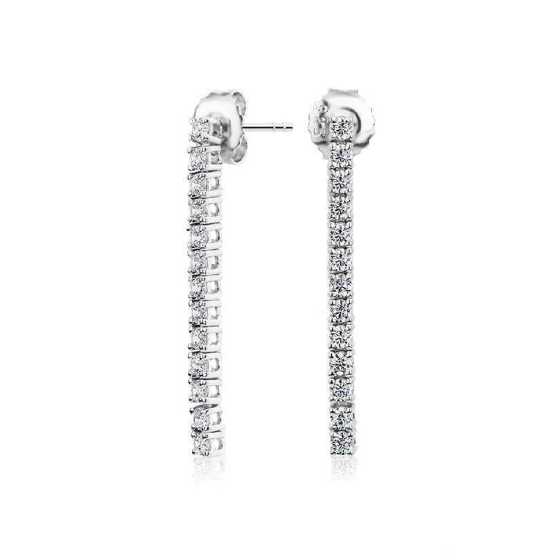 women's bohemian earrings-Round Brilliant drop earrings with 0.78 carats* diamond simulants in sterling silver