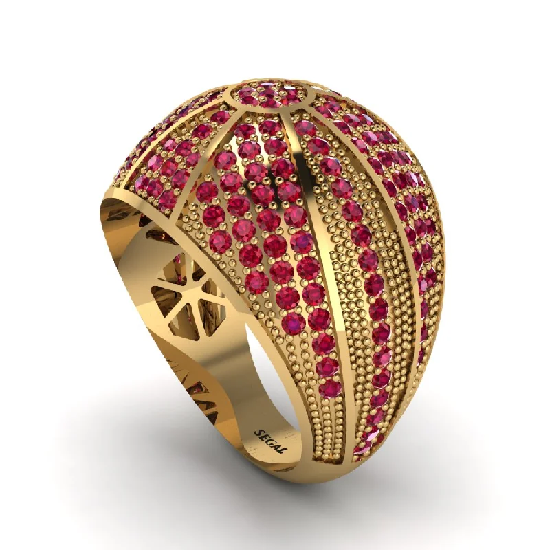 women's luxury rings-Ruby Imperial Radiance Gold Men's Ring - Fallon No. 10