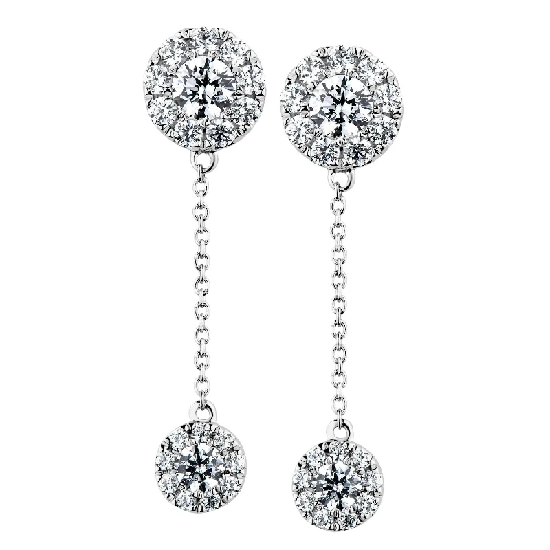 women's antique earrings-Celeste Round Brilliant drop earrings with 0.76 carats* of diamond simulants in 10 carat white gold