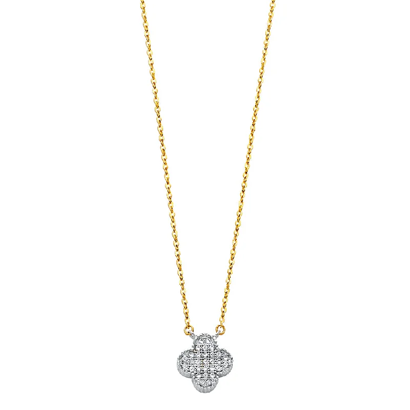 women's stylish necklaces-14K CZ CLOVE NECKLACE