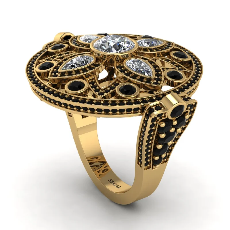 women's luxury rings-Diamond Vintage Art Deco Filigree Bezel Ring - Matilda No. 31