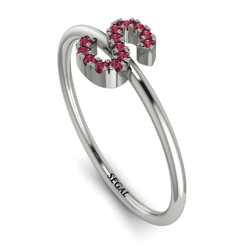 women's platinum rings-Initial Ruby Ring - Raegan No. 12