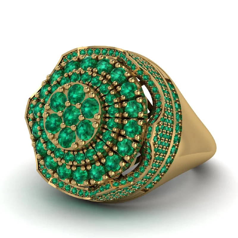 women's fashion rings-Emerald Regal Radiance Signet Men's Fashion Ring - Frankie No. 19