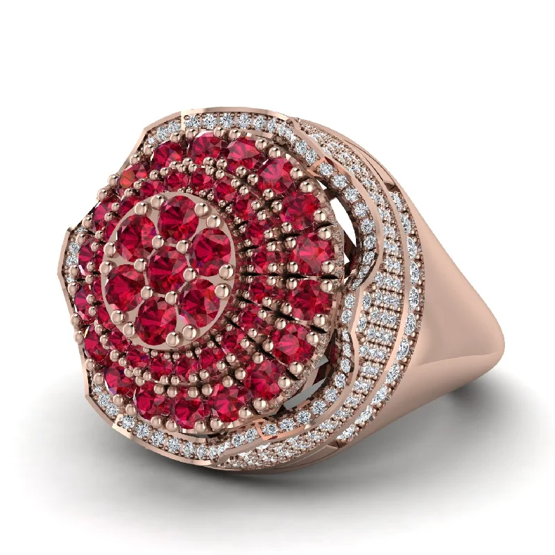 women's heart-shaped rings-Ruby Regal Radiance Signet Men's Fashion Ring - Frankie No. 11