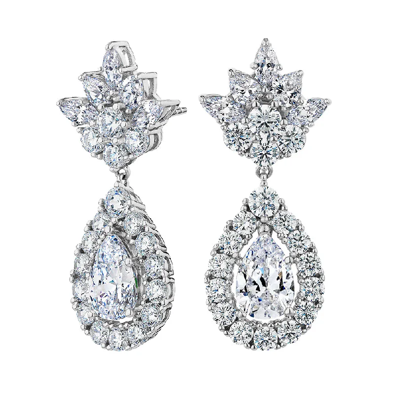 women's long earrings-Statement earrings with 7.24 carats* of diamond simulants in sterling silver