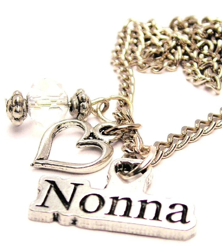 women's crystal necklaces-Nonna Grandmother In Italian Necklace with Small Heart