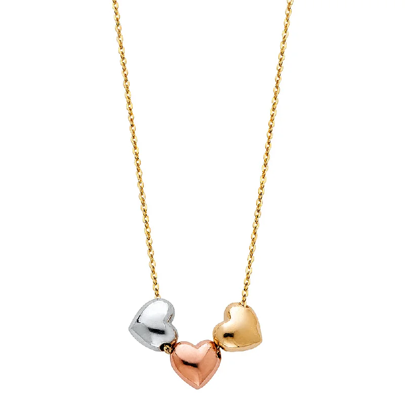 women's cross necklaces-14K THREE HEARTS NECKLACE