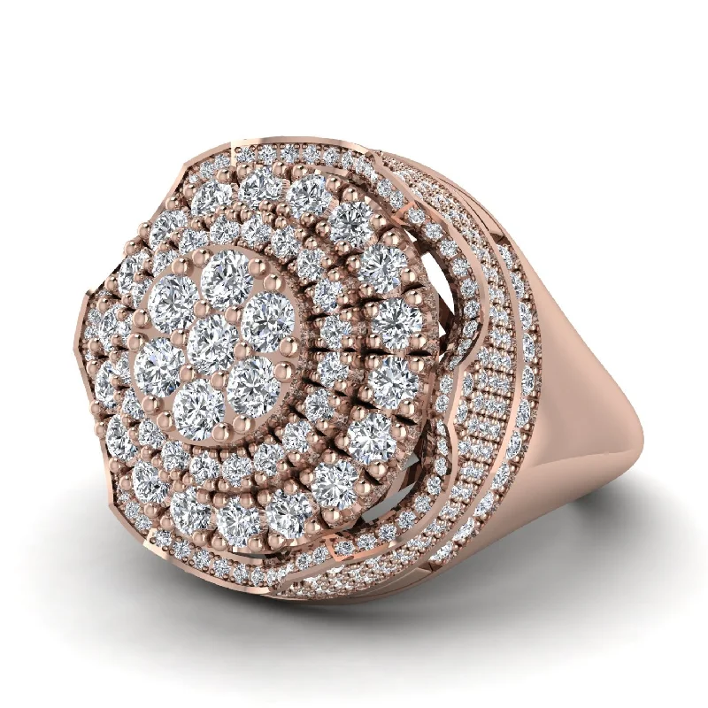 women's gold rings-Diamond Regal Radiance Signet Men's Fashion Ring - Frankie No. 2