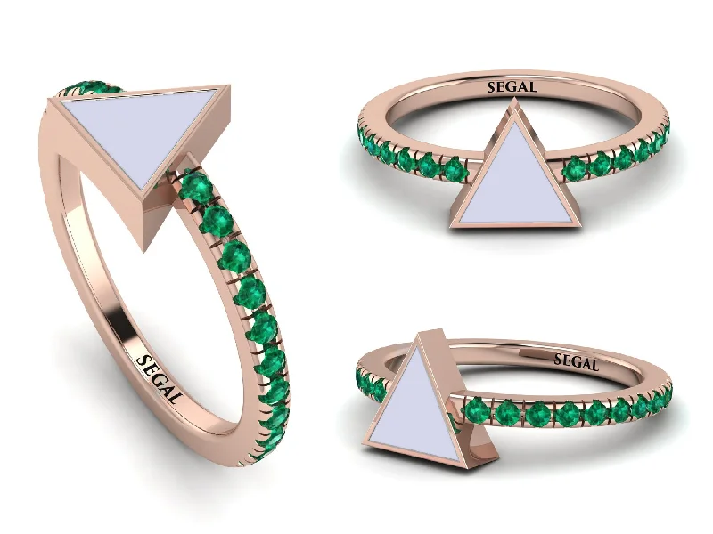 women's small rings-Elegant Enamel Triangle Emerald Ring - Triangle No. 5