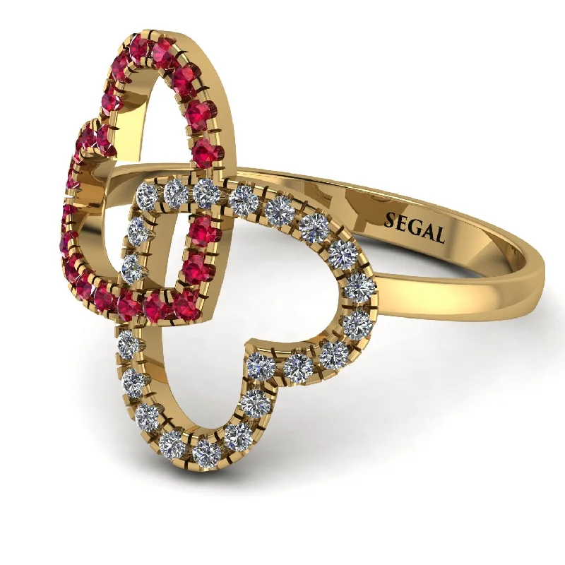 women's solitaire rings-Two Hearts Ruby Ring - Selena No. 10