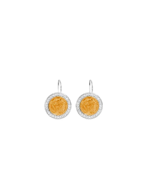 women's elegant drop earrings-Gold Button Coin Earrings