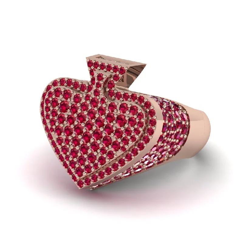 women's designer rings-Ruby Hip Hop Spaid Heart Men's Ring  - Parker No. 11