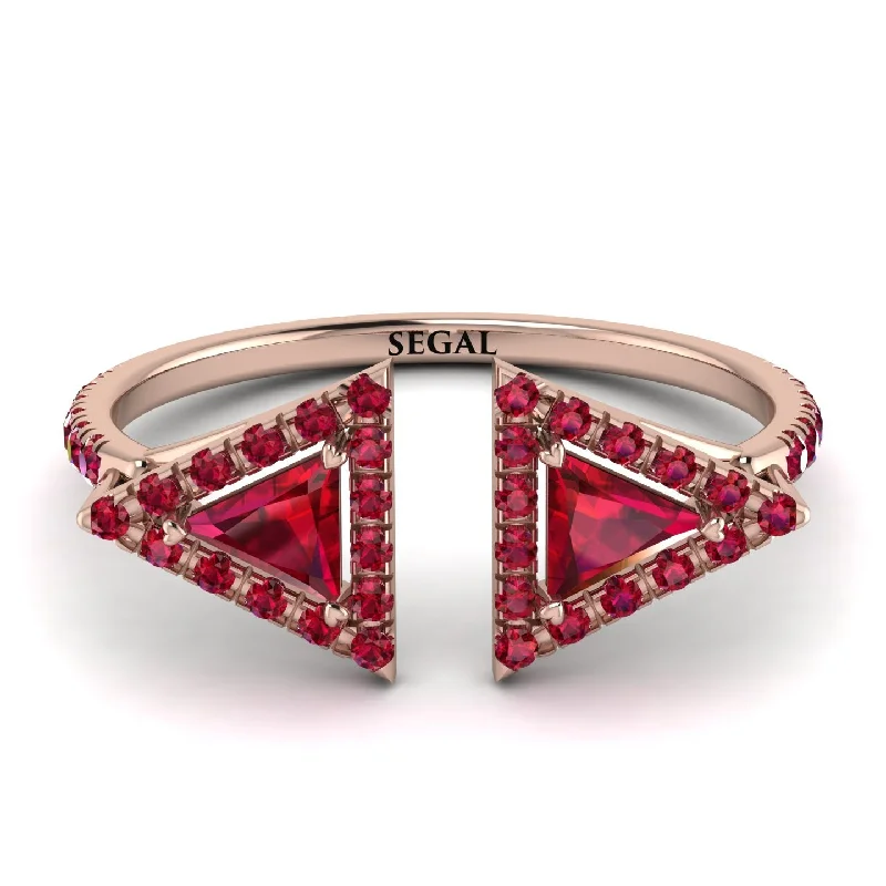 women's custom rings-Triangle Ruby Open Ring - Nevaeh No. 56