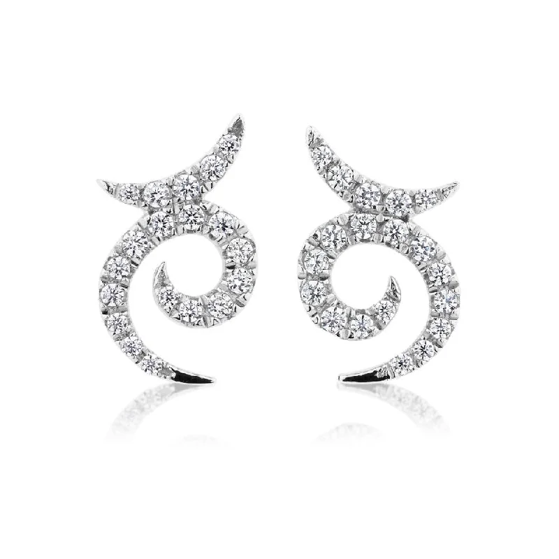 women's custom earrings-Round Brilliant stud earrings in 10 carat white gold