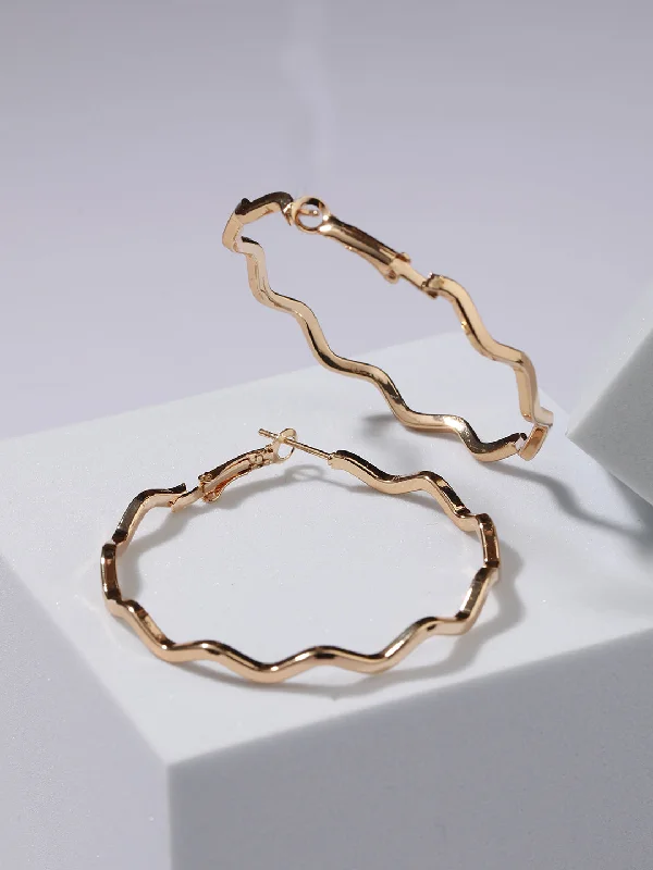 women's bold earrings-Gold-Plated Circular Hoop Earrings