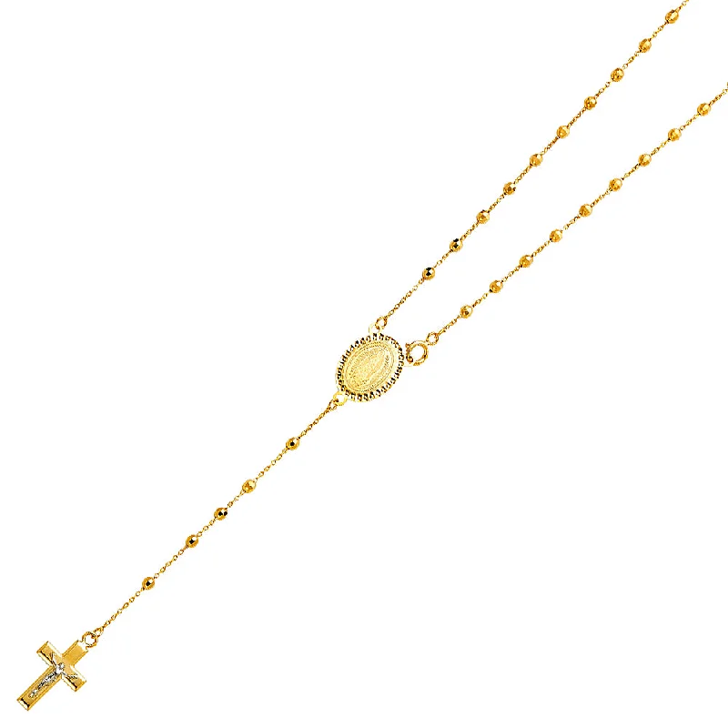 women's diamond necklaces-14K DISCO BALL ROSARY NECKLACE