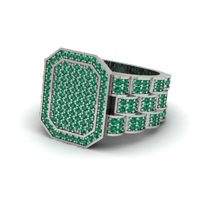 women's sterling silver wedding rings-Emerald Regal Majesty Gold Men's Ring - Devin No. 6