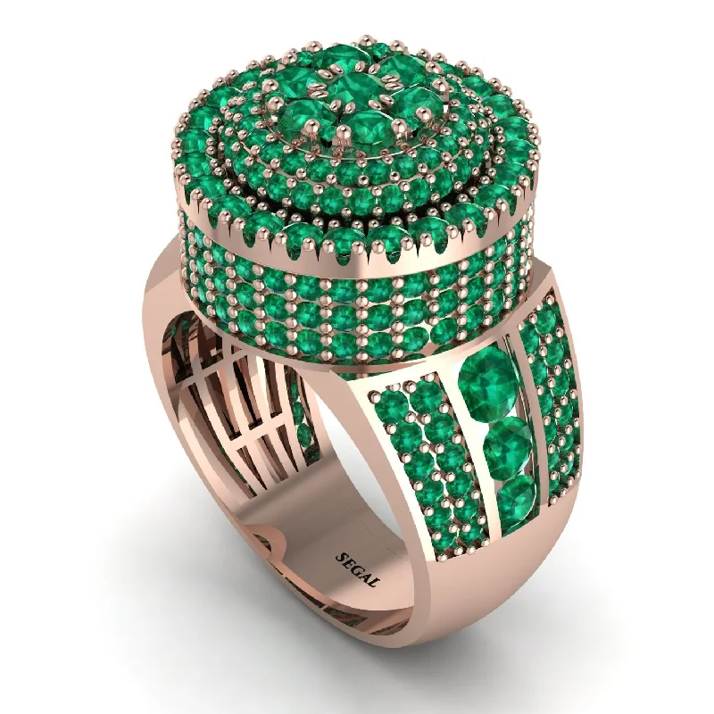 women's titanium rings-Round Emerald Mens Luxury Ring - Chris No. 20