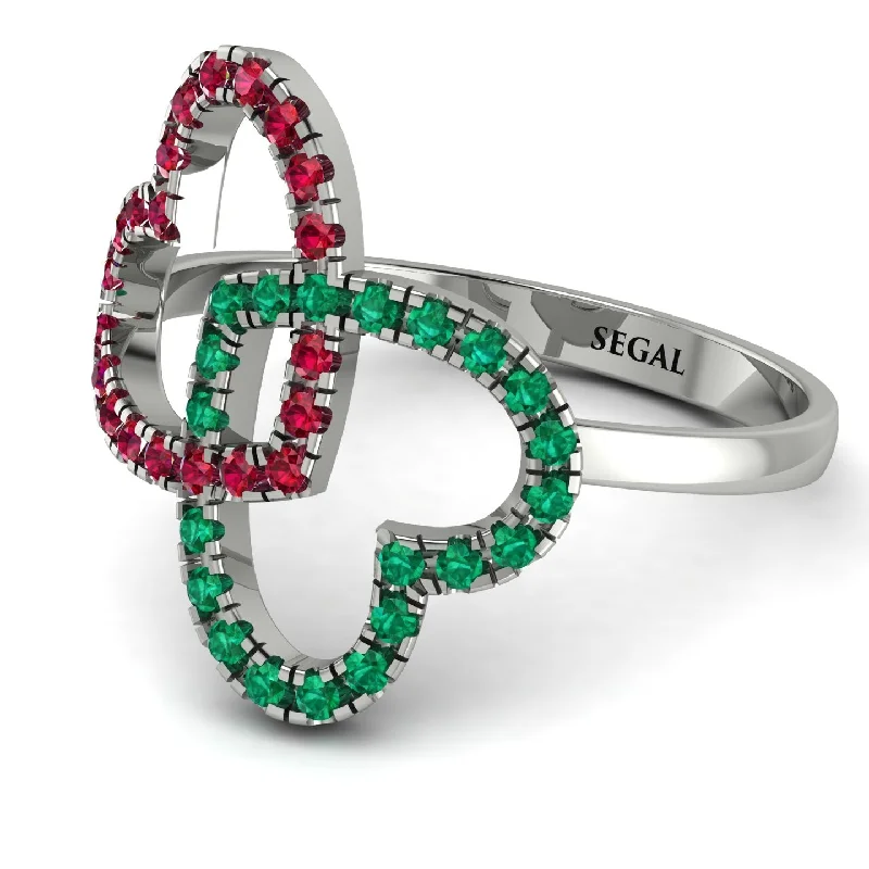 women's designer rings-Two Hearts Ruby Ring - Selena No. 27