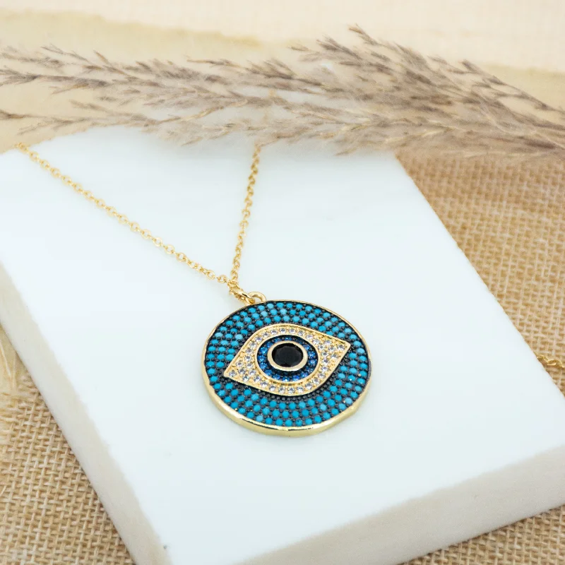 women's custom charm pendant necklaces-Cerulean Wicked Eye Necklace