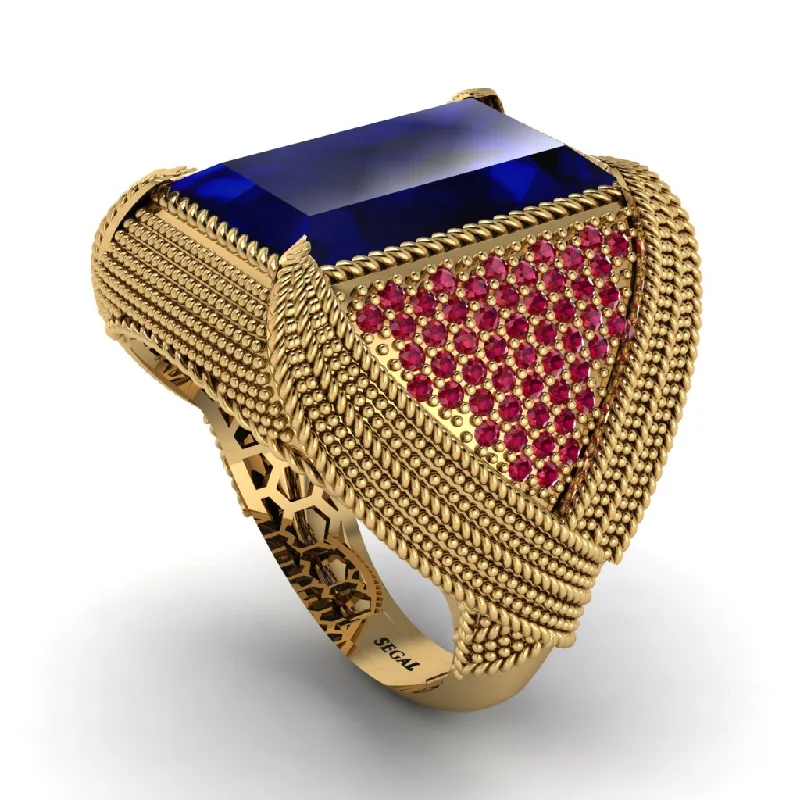 women's fashionable rings-Baguette Sapphire Majestic Men's Fashion Ring - Flynn No. 58