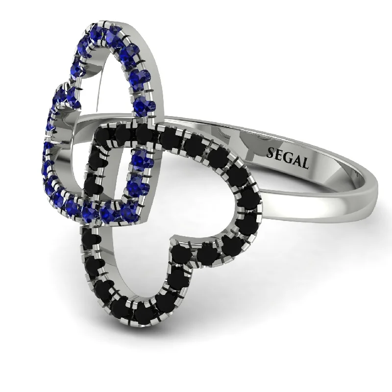 women's square rings-Two Hearts Sapphire Ring - Selena No. 45