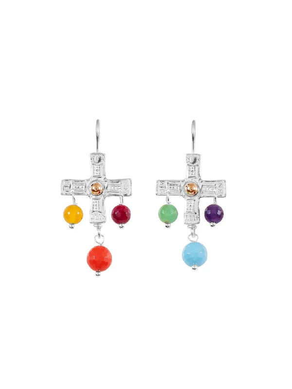 women's huggie earrings-PNG Cross Earrings