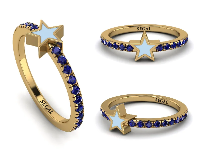 women's diamond rings-Elegant Enamel Star Sapphire Ring - Star No. 13