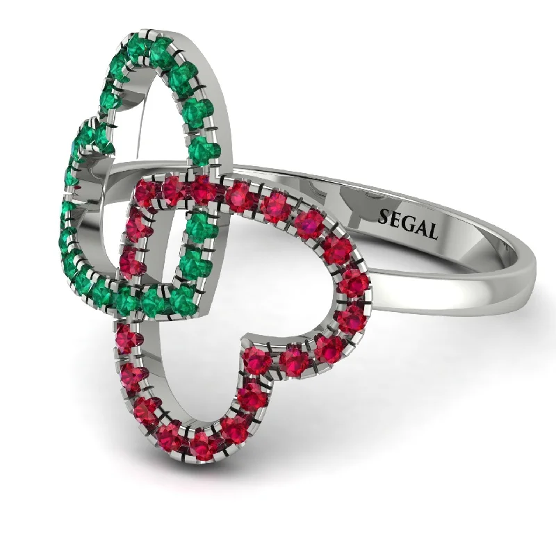 women's engagement ring sets-Two Hearts Emerald Ring - Selena No. 51