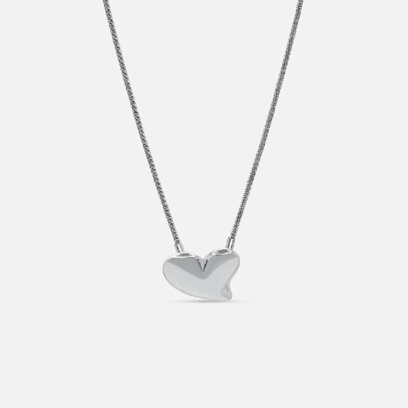 women's wedding necklaces-Sweetheart Necklace - Silver