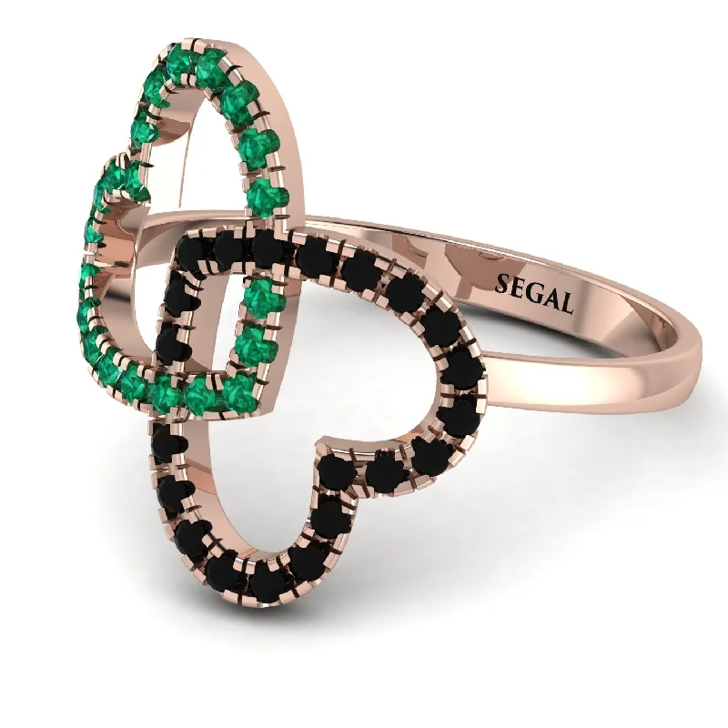 women's oval rings-Two Hearts Emerald Ring - Selena No. 35