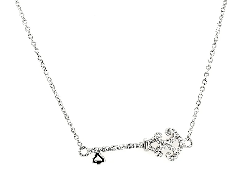 women's minimalist necklaces-MICRO PAVE 925 STERLING SILVER NECKLACE RHODIUM PLATING WITH CUBIC ZIRCONIA