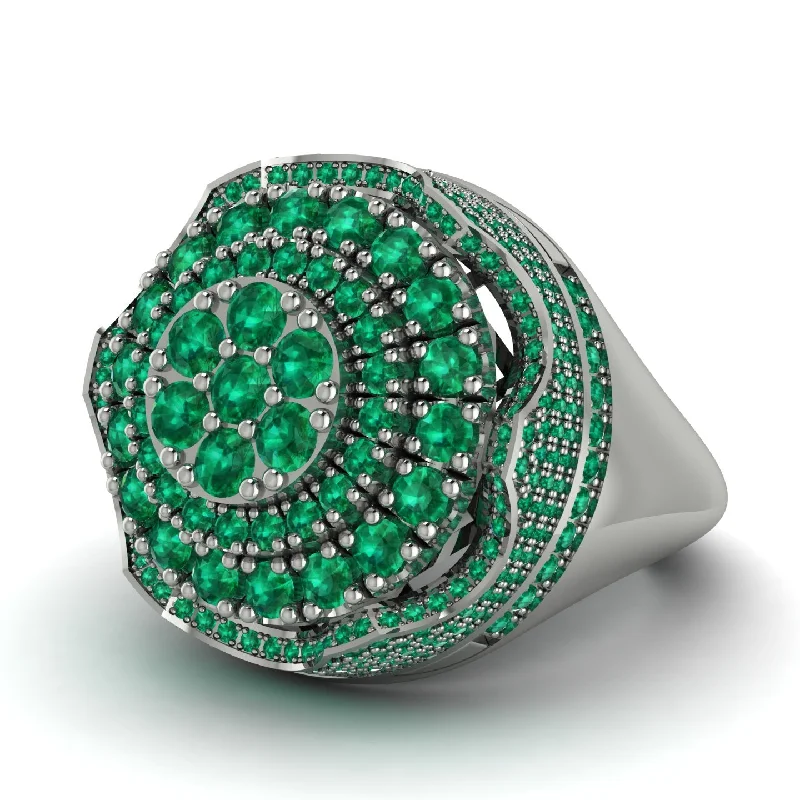 women's two-tone rings-Emerald Regal Radiance Signet Men's Fashion Ring - Frankie No. 21