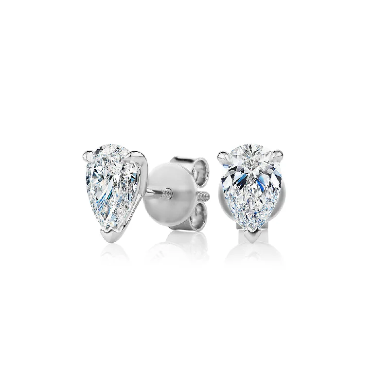 women's celestial stud earrings-Premium Certified Lab-Grown Diamond, 1.40 carat TW pear stud earrings in 14 carat white gold