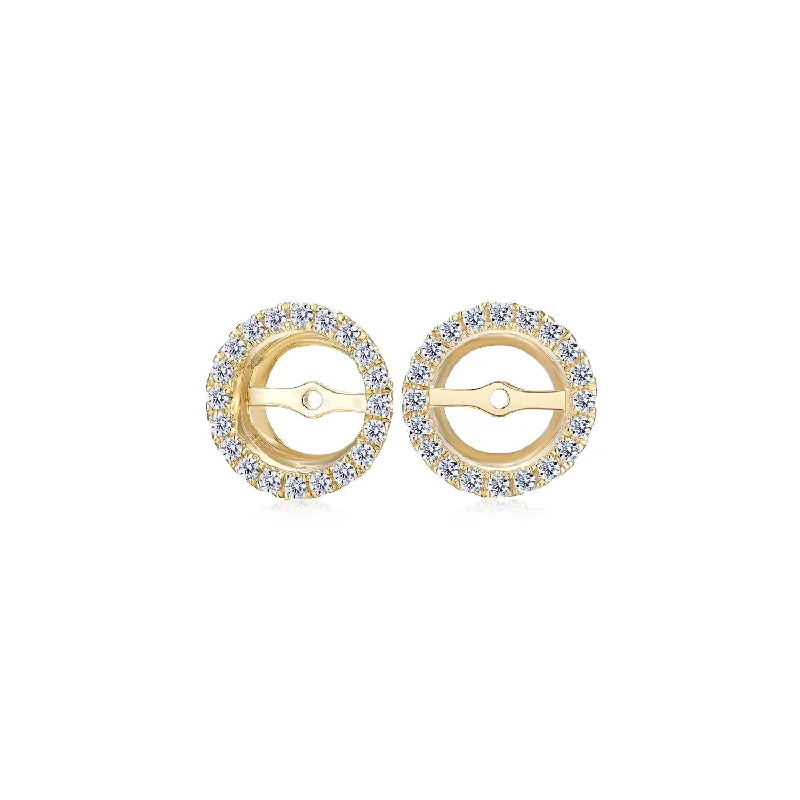 women's romantic earrings-Round Brilliant Halo earring enhancer with 0.4 carats* of diamond simulants in 10 carat yellow gold