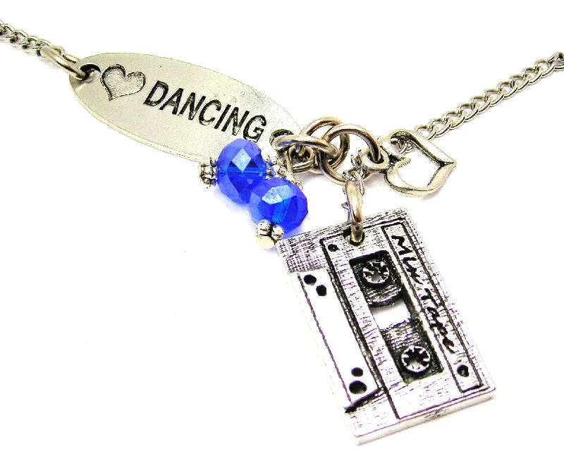 women's silver statement necklaces-Love Dancing And Mix Tape Lariat Necklace