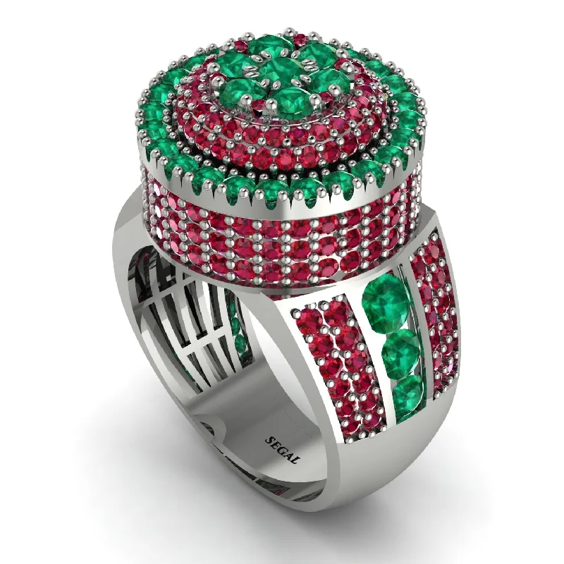 women's platinum band rings-Round Emerald Mens Luxury Ring - Chris No. 51