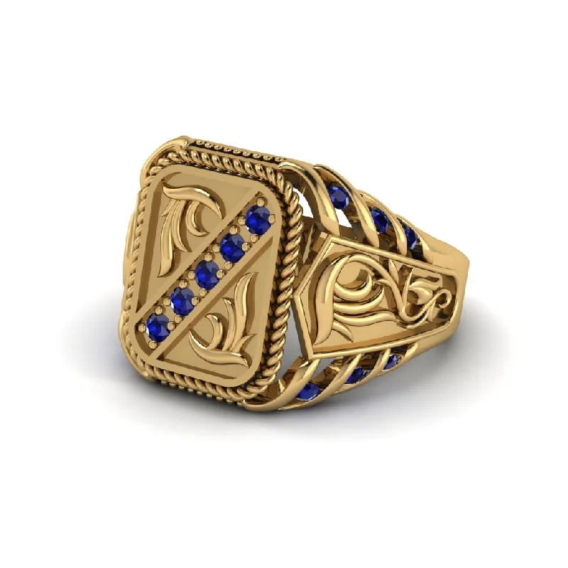 women's infinity rings-Sapphire Regal Filigree Men's Ring - Hollis No. 13