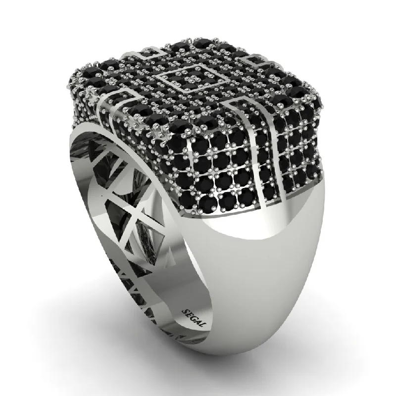 women's birthstone rings-Black Diamond Men's Geometric Grid Ring - Pat No. 9