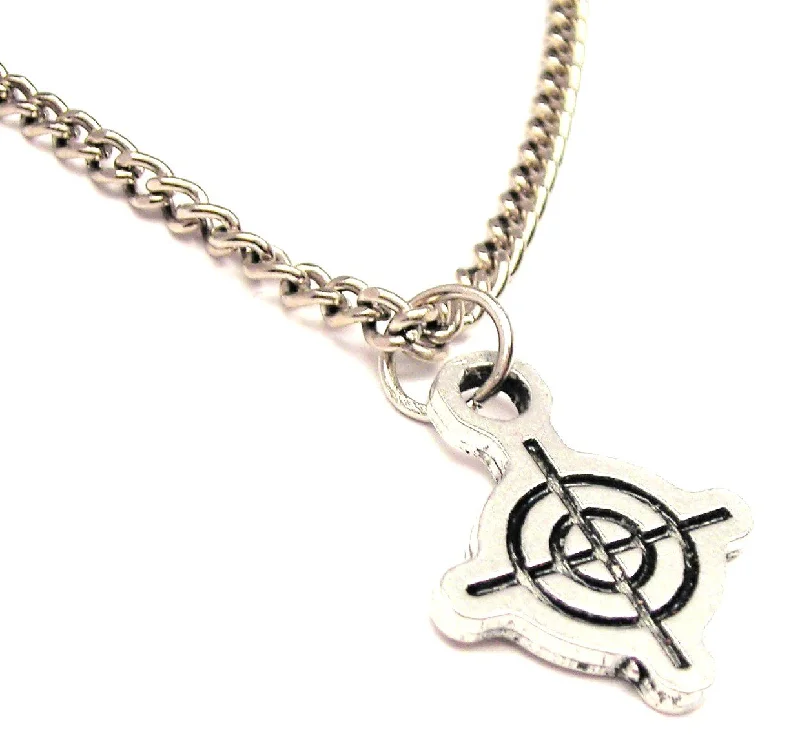 women's gemstone pendant necklaces-Crosshairs Single Charm Necklace