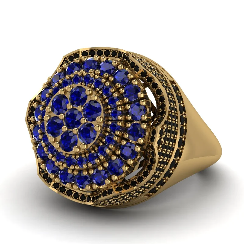 women's anniversary rings-Sapphire Regal Radiance Signet Men's Fashion Ring - Frankie No. 43