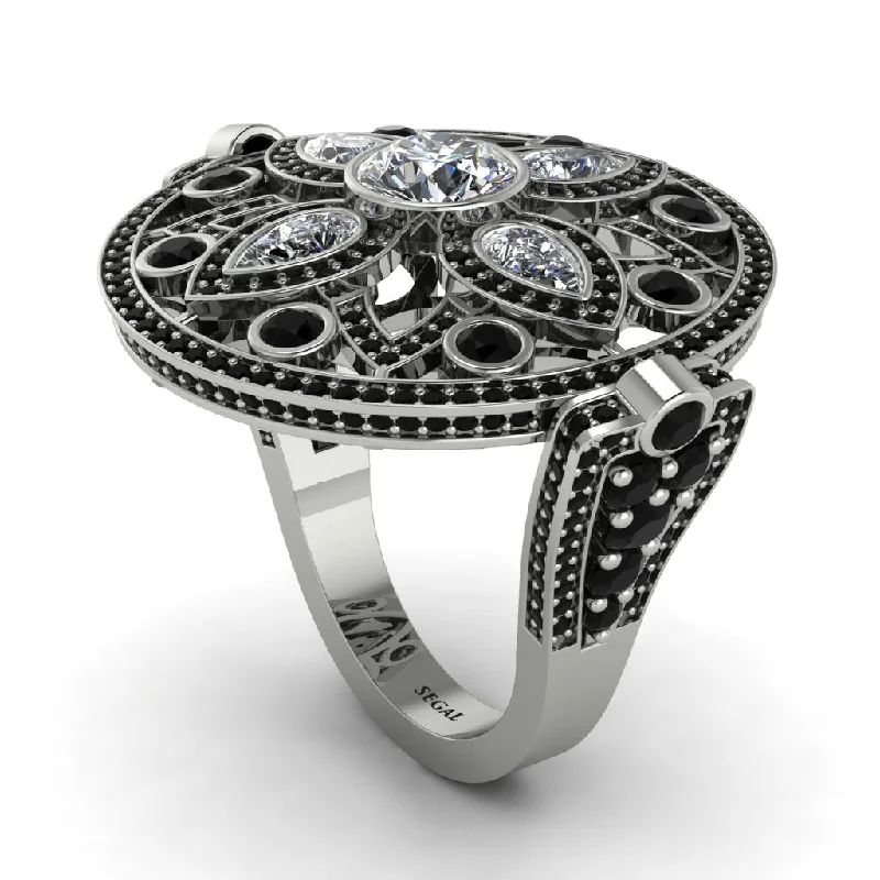 women's two-tone rings-Diamond Vintage Art Deco Filigree Bezel Ring - Matilda No. 33